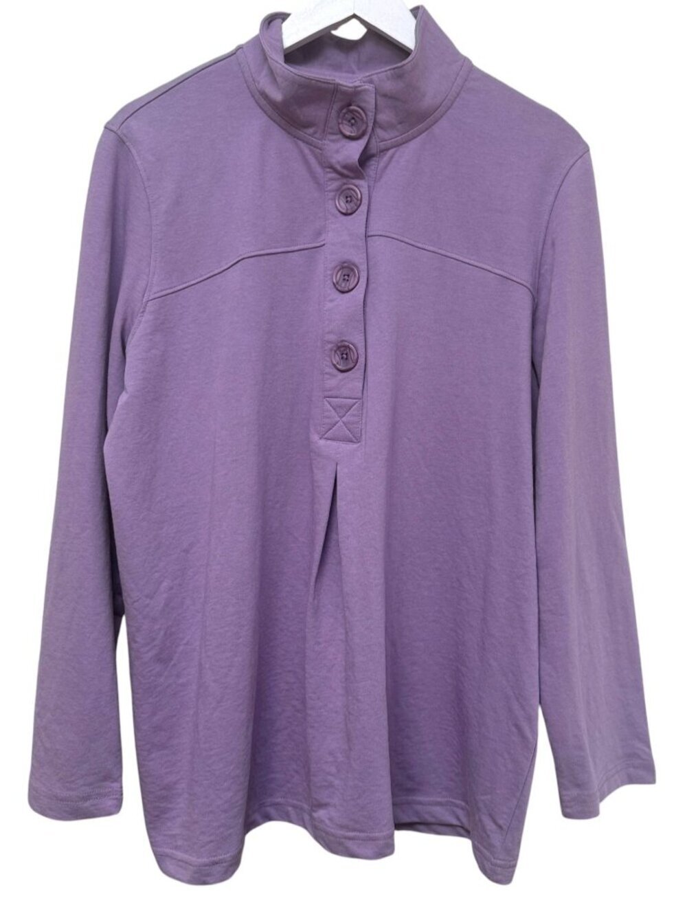 Bedford Fair French Terry Pullover Large Top Womens Sweatshirt Mock Neck NWOT